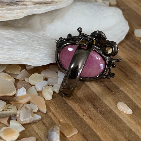 Artist Crafted Ruby & Gemstone Coastal Sterling & 14 kt Ring - Picture 8 of 10